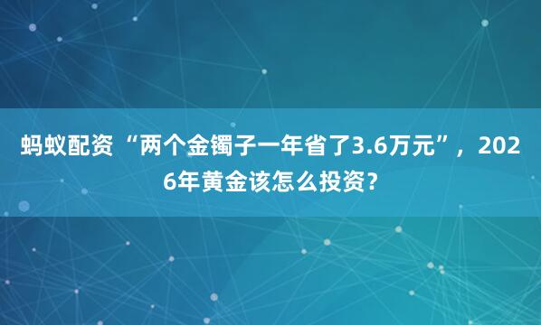 蚂蚁配资 “两个金镯子一年省了3.6万元”，2026年黄金该怎么投资？
